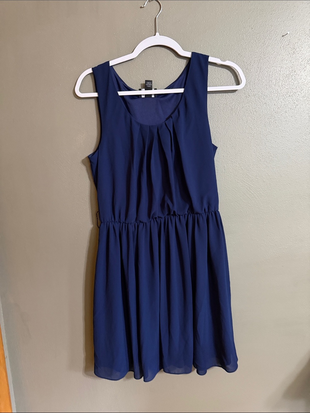 by & by Navy Sleeveless Pleated Waist Midi Dress